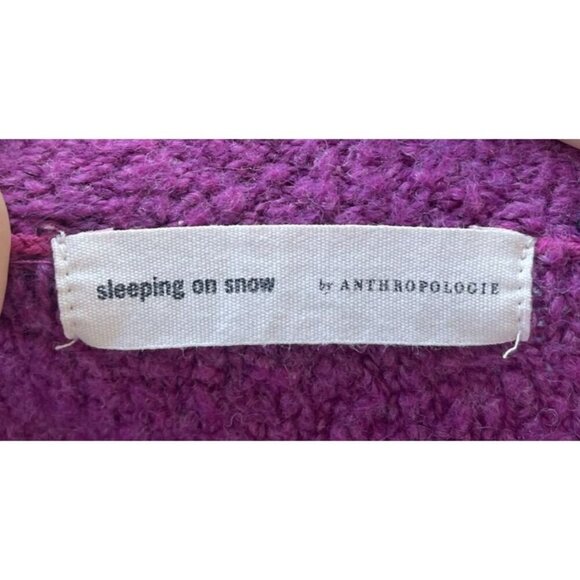 Anthropologie Wool Alpaca Sweater XS Sleeping On Snow Side Slit Fuzzy Purple - Picture 10 of 13